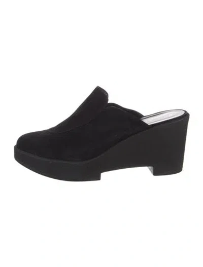 Pre-owned Robert Clergerie Suede Mules In Black