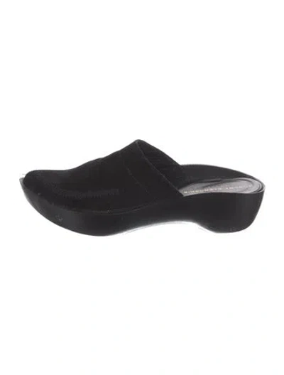 Pre-owned Robert Clergerie Suede Mules In Black