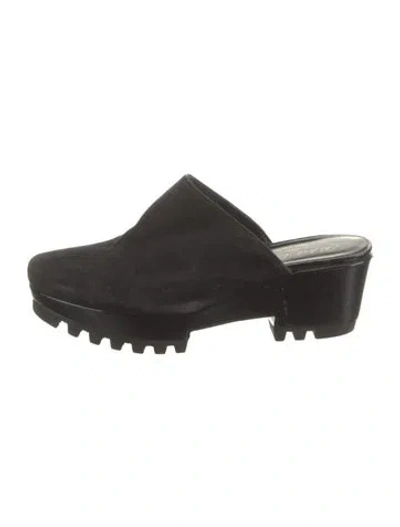 Pre-owned Robert Clergerie Suede Mules In Black