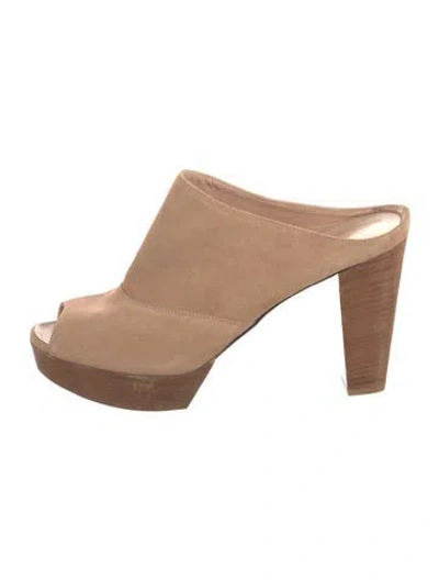 Pre-owned Robert Clergerie Suede Mules In Neutral