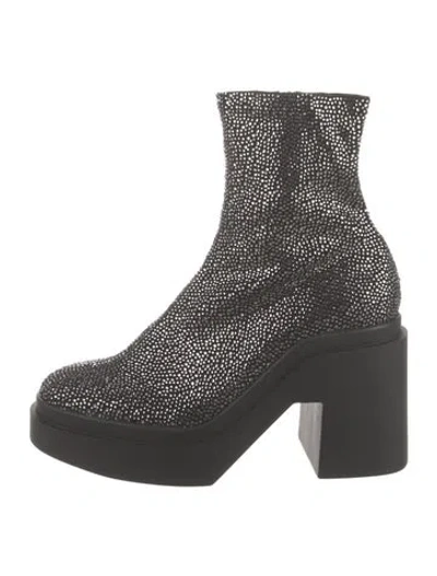 Pre-owned Robert Clergerie Suede Patterned Sock Boots In Black