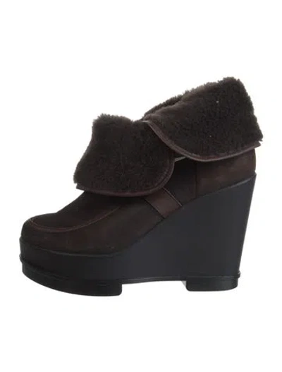 Pre-owned Robert Clergerie Suede Rain Boots In Black