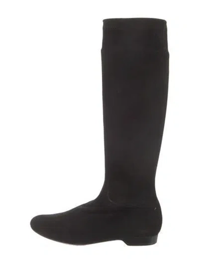 Pre-owned Robert Clergerie Suede Riding Boots In Black