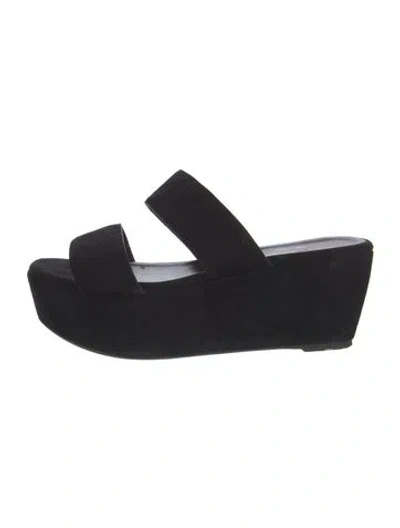Pre-owned Robert Clergerie Suede Slides In Black