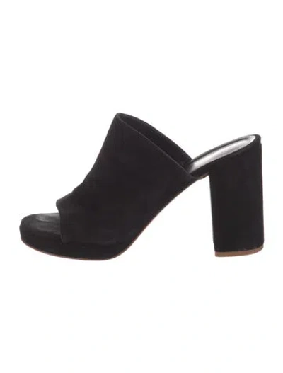 Pre-owned Robert Clergerie Suede Slides In Black