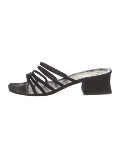 Pre-owned Robert Clergerie Suede Slides In Black