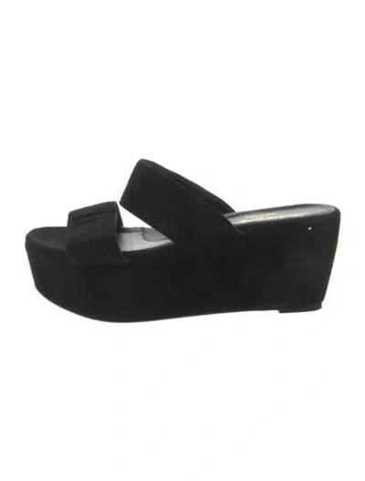 Pre-owned Robert Clergerie Suede Slides In Black