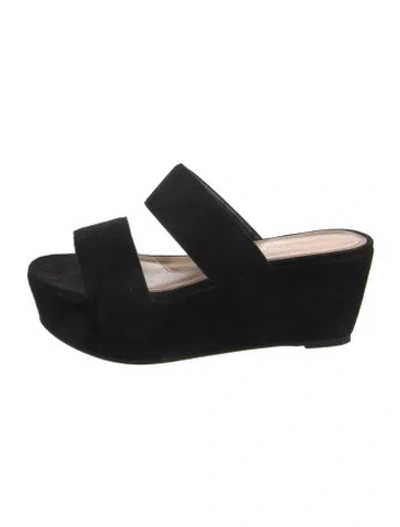 Pre-owned Robert Clergerie Suede Slides In Black