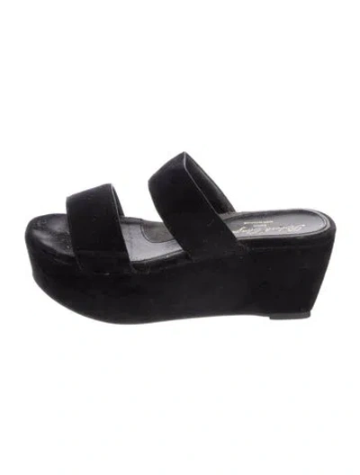 Pre-owned Robert Clergerie Suede Slides In Black