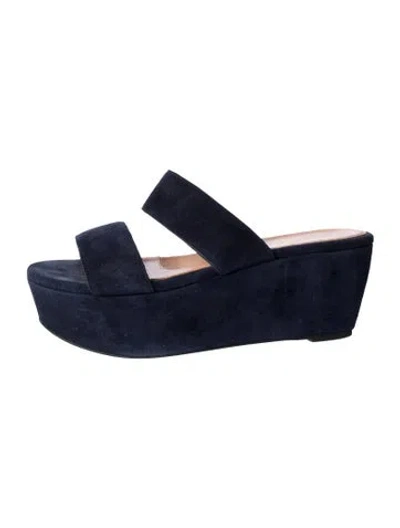 Pre-owned Robert Clergerie Suede Slides In Blue