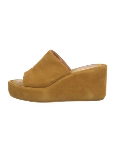 Pre-owned Robert Clergerie Suede Slides In Brown