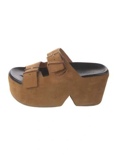 Pre-owned Robert Clergerie Suede Slides In Neutrals
