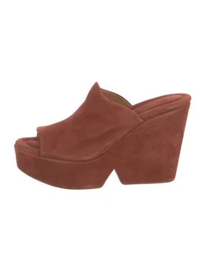 Pre-owned Robert Clergerie Suede Slides In Red