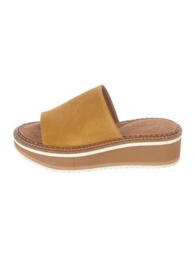 Pre-owned Robert Clergerie Suede Slides In Yellow