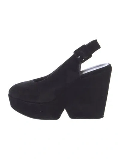 Pre-owned Robert Clergerie Suede Slingback Pumps In Black
