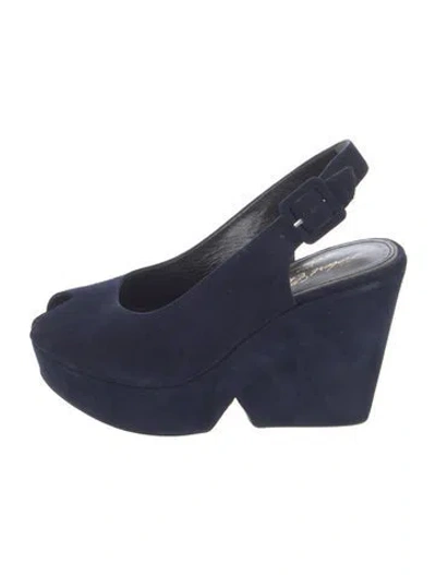Pre-owned Robert Clergerie Suede Slingback Pumps In Blue
