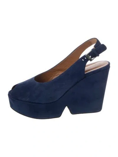 Pre-owned Robert Clergerie Suede Slingback Pumps In Blue