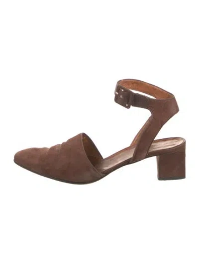 Pre-owned Robert Clergerie Suede Slingback Pumps In Brown