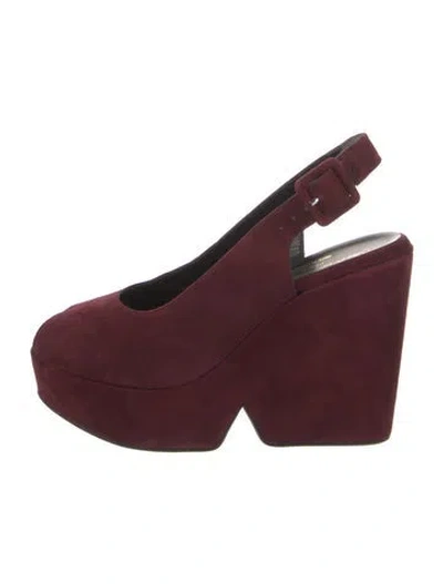 Pre-owned Robert Clergerie Suede Slingback Pumps In Burgundy