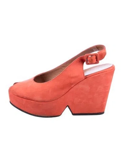 Pre-owned Robert Clergerie Suede Slingback Pumps In Orange