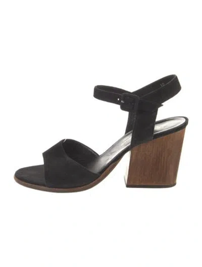 Pre-owned Robert Clergerie Suede Slingback Sandals In Black