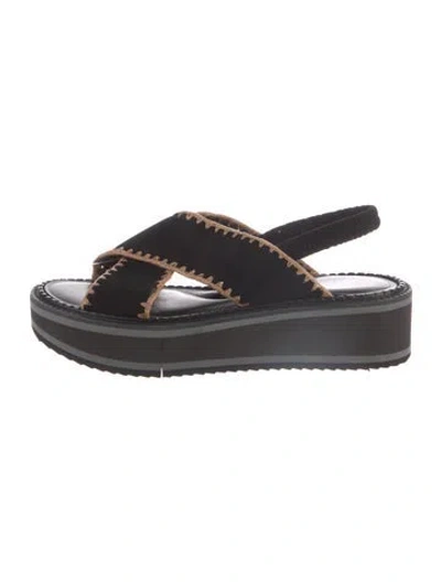 Pre-owned Robert Clergerie Suede Slingback Sandals In Black