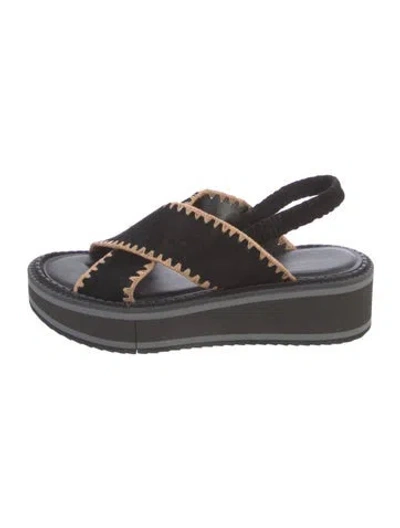 Pre-owned Robert Clergerie Suede Slingback Sandals In Black