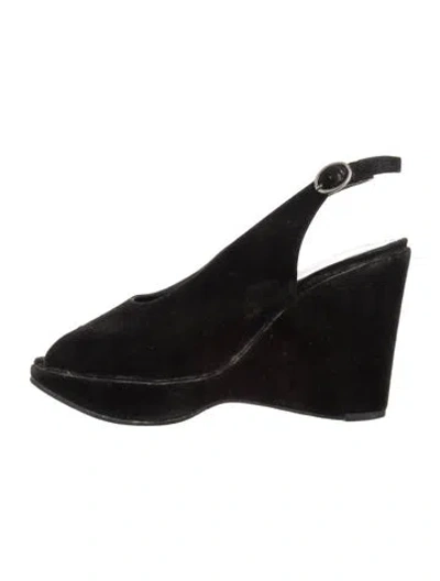 Pre-owned Robert Clergerie Suede Slingback Sandals In Blue