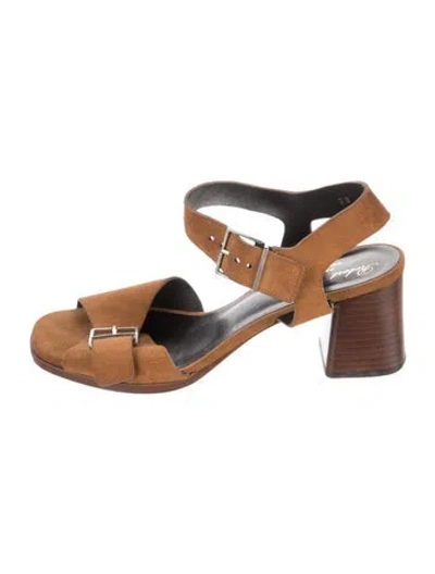 Pre-owned Robert Clergerie Suede Slingback Sandals In Brown