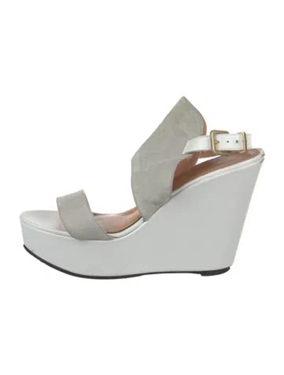 Pre-owned Robert Clergerie Suede Slingback Sandals In Gray