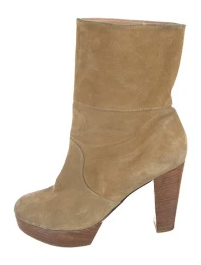 Pre-owned Robert Clergerie Suede Slouch Boots In Neutrals