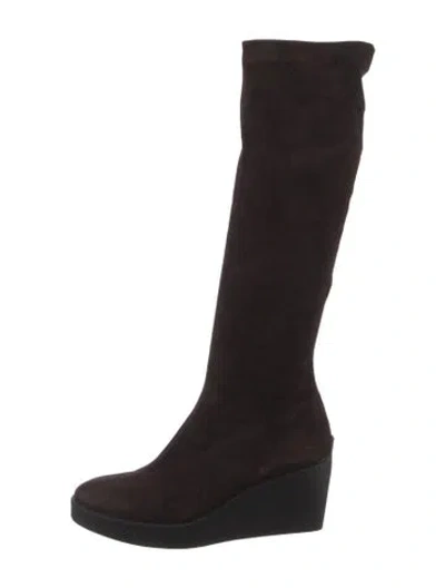 Pre-owned Robert Clergerie Suede Sock Boots In Black