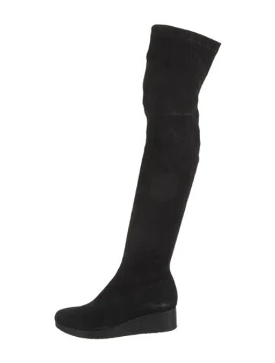 Pre-owned Robert Clergerie Suede Sock Boots In Black
