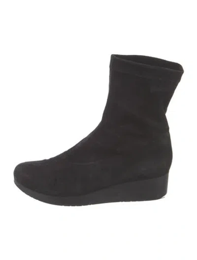 Pre-owned Robert Clergerie Suede Sock Boots In Black