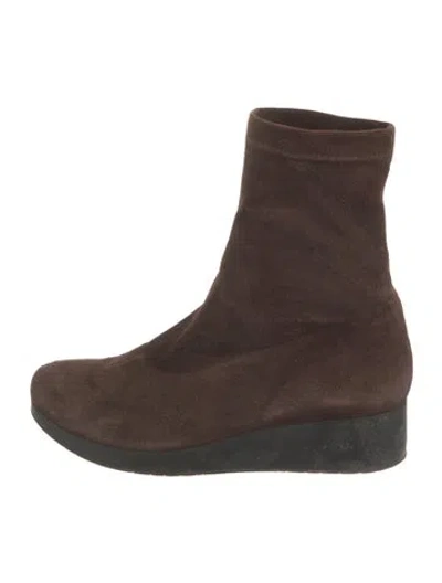 Pre-owned Robert Clergerie Suede Sock Boots In Black