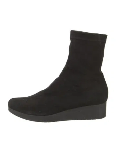 Pre-owned Robert Clergerie Suede Sock Boots In Black