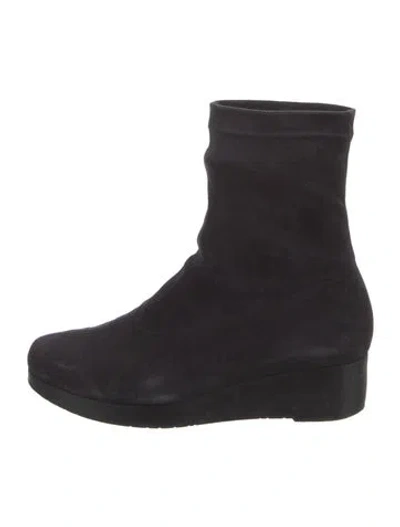 Pre-owned Robert Clergerie Suede Sock Boots In Black