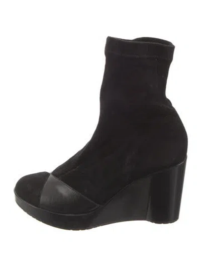 Pre-owned Robert Clergerie Suede Sock Boots In Black