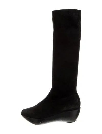 Pre-owned Robert Clergerie Suede Sock Boots In Black