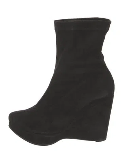 Pre-owned Robert Clergerie Suede Sock Boots In Black