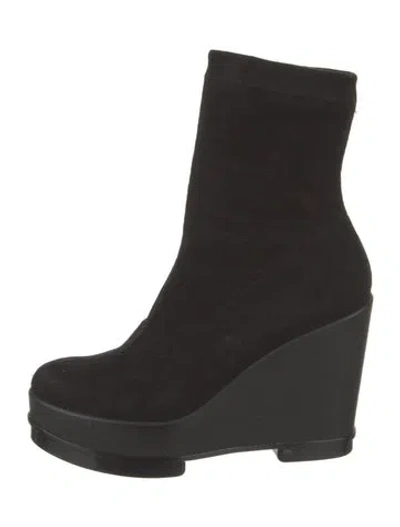 Pre-owned Robert Clergerie Suede Sock Boots In Black