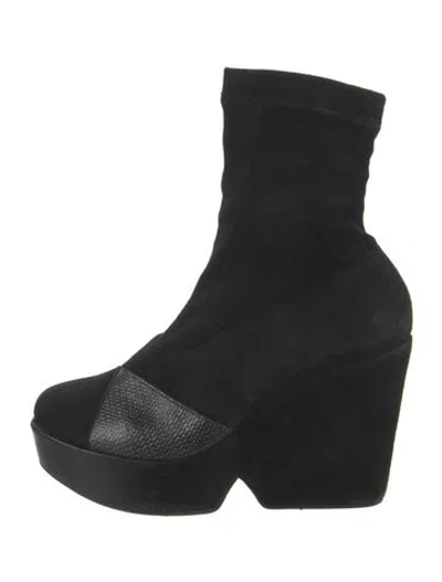 Pre-owned Robert Clergerie Suede Sock Boots In Black