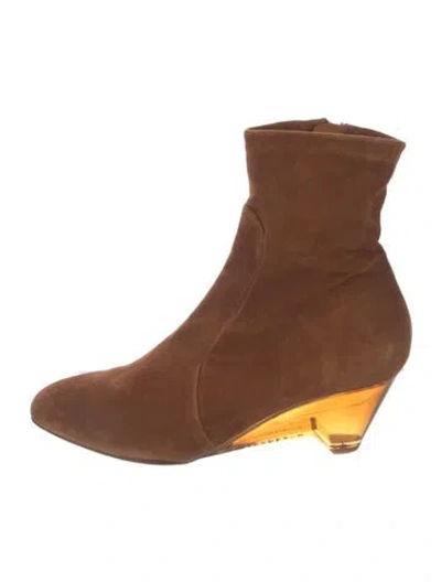 Pre-owned Robert Clergerie Suede Sock Boots In Brown