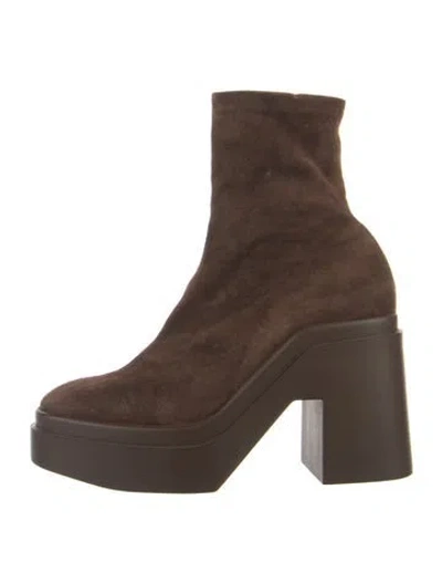 Pre-owned Robert Clergerie Suede Sock Boots In Brown