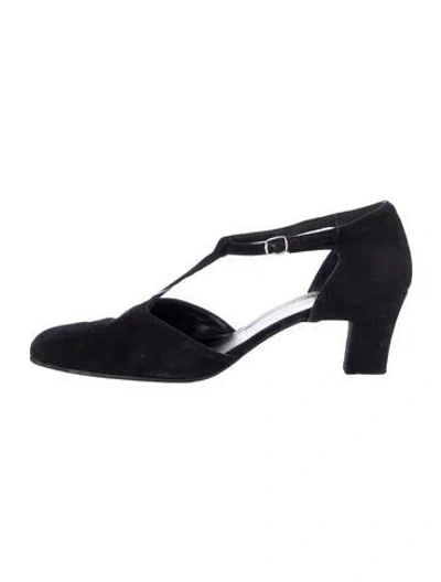 Pre-owned Robert Clergerie Suede T-strap Pumps In Orange
