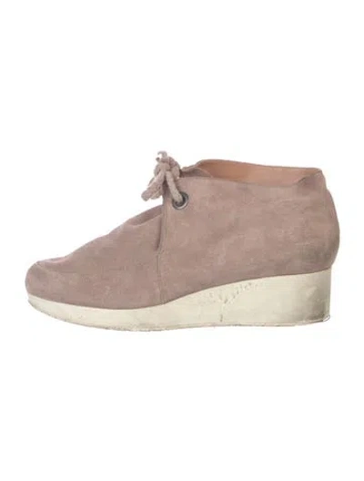 Pre-owned Robert Clergerie Suede Wedge Sneakers In Pink