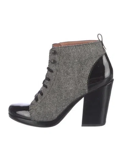 Pre-owned Robert Clergerie Tweed Colorblock Pattern Lace-up Boots In Gray
