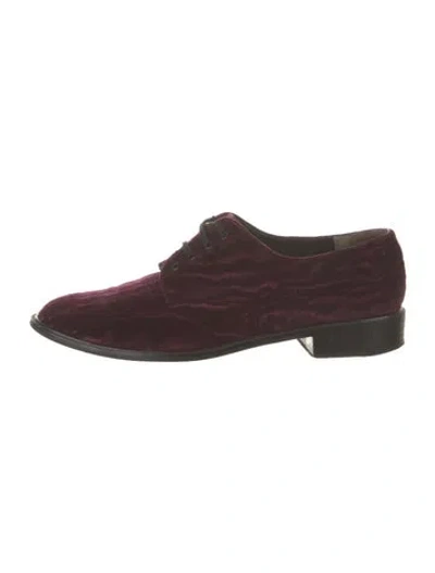 Pre-owned Robert Clergerie Velvet Oxfords In Burgundy