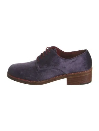 Pre-owned Robert Clergerie Velvet Oxfords In Purple