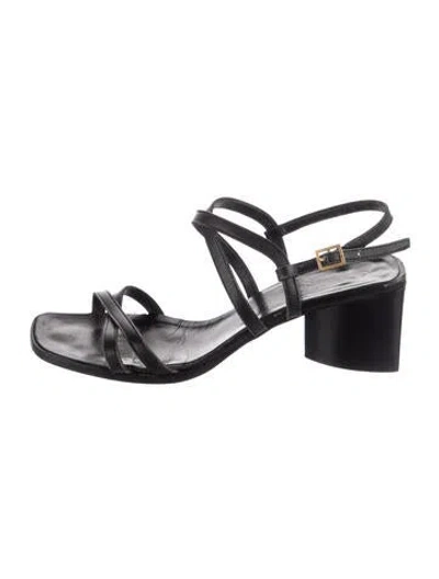 Pre-owned Robert Clergerie Vintage Leather Sandals In Black
